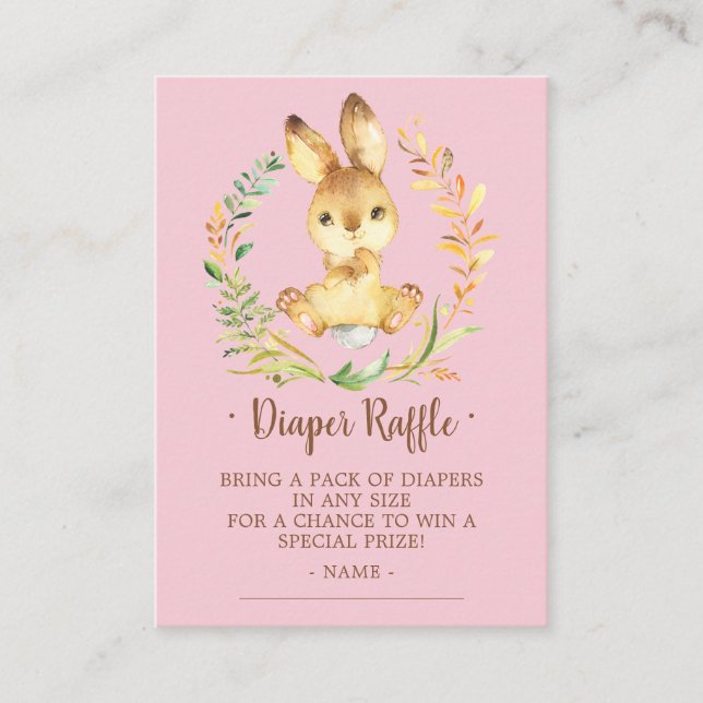 Sweet Bunny Baby Showdusche Windeln Raffle Ticket Begleitkarte (Vorderseite)