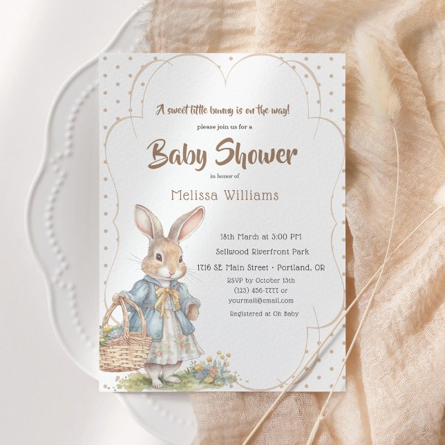 Sweet Bunny Baby Shower für ein Mädchen unterwegs Einladung (Von Creator hochgeladen)