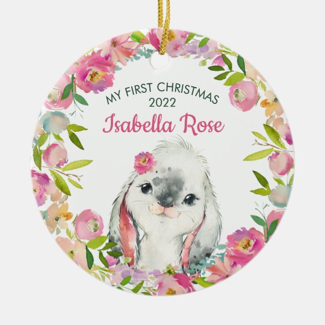Sweet Bunny Baby's First Christmas Ornament (Vorne)