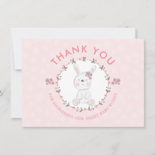 Sweet Bunny Floral Baby Dusche Danke Foto Mitteilungskarte