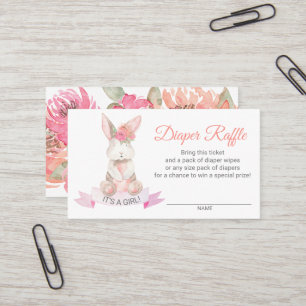 Sweet Bunny Floral Baby Dusche Windeln Windeln Raf Visitenkarte