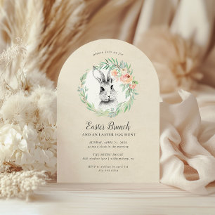 Sweet Bunny Floral Wreath Oster Brunch Party Einladung