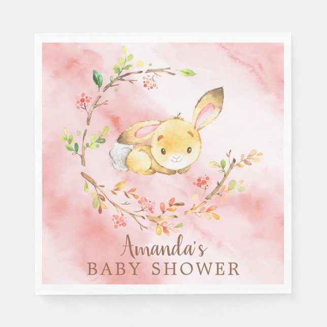 Sweet Bunny Girls Babydusche Papier Napkins Serviette (Vorderseite)