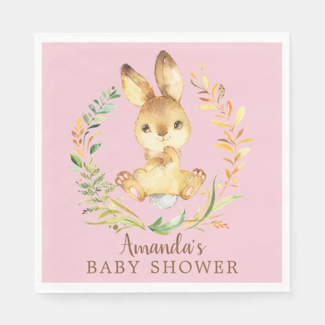 Sweet Bunny Girls Babydusche Papier Napkins Serviette (Vorderseite)