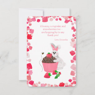 Sweet Bunny Hugging Cupcake Strawberry Geburtstag Dankeskarte