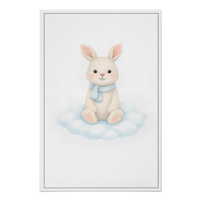 Sweet Bunny Illustration – Premium Nursery Wall Ar Poster (Vorderseite)