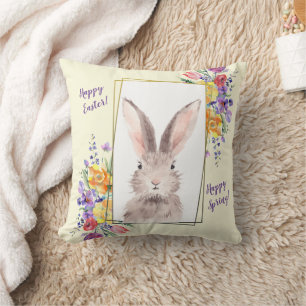 Sweet Bunny in Goldrahmen Brillante Blume Kissen