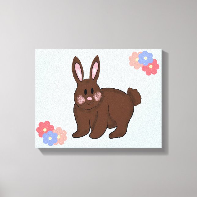 Sweet Bunny mit Blume Leinwanddruck (Vorderseite)
