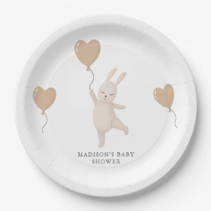 Sweet Bunny mit Heart Balloon Baby Dusche Pappteller