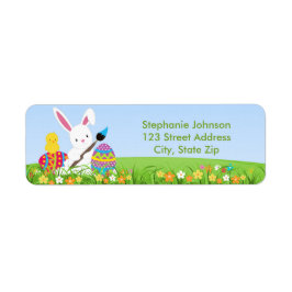 Sweet Bunny Paint Oaster Eggs Adressetikett