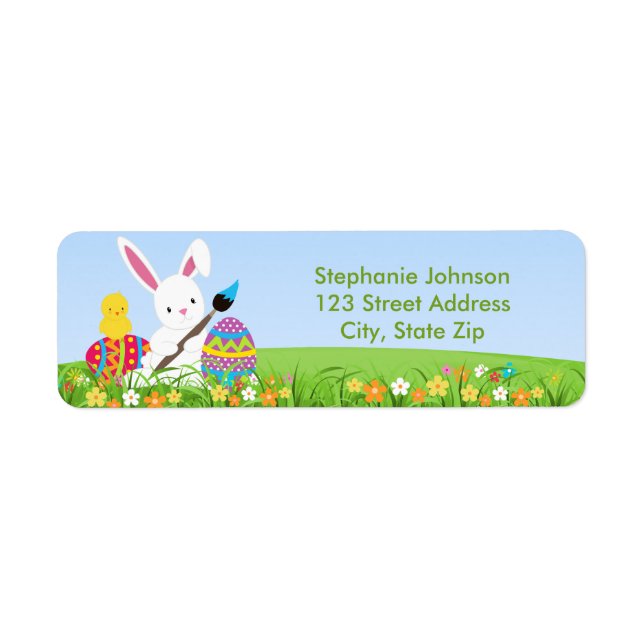 Sweet Bunny Paint Oaster Eggs Adressetikett (Vorne)