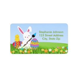 Sweet Bunny Paint Oaster Eggs Adressetikett