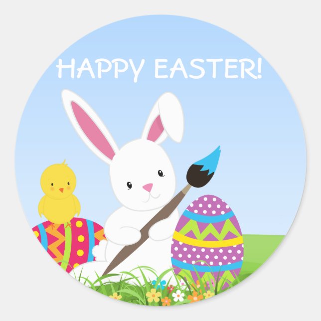 Sweet Bunny Paint Oaster Eggs Stickers (Vorderseite)