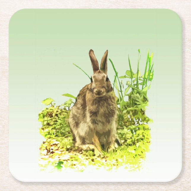 Sweet Bunny Rabbit in Grass Paper Untersetzer (Vorderseite)