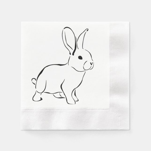 Sweet Bunny Rabbit Niedlich Nature Cartoon Art Serviette (Vorderseite)