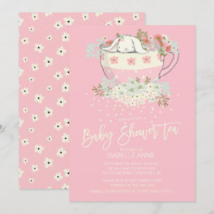 Sweet Bunny Tea Pink Girls Kinderdusche Einladunge Einladung