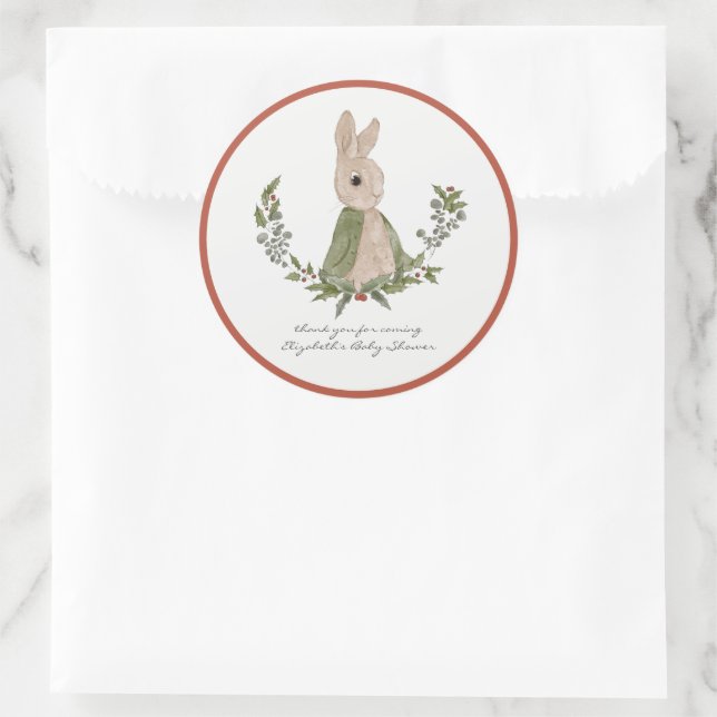 Sweet Bunny Vielen Dank Baby Dusche Gefallen Stick Runder Aufkleber (Tasche)