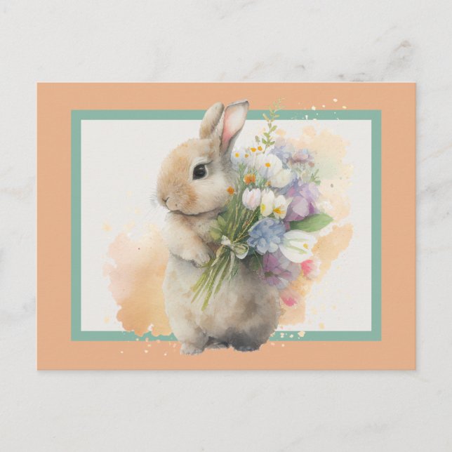 Sweet Bunny & Wildblumen IV Postkarte (Vorderseite)