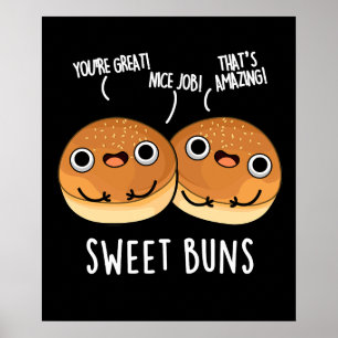 Sweet Buns Funny Baking Puppe Dark BG Poster