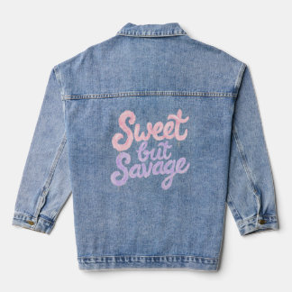 Sweet But Savage Street Style Cotton Candy Graphic Jeansjacke