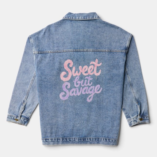 Sweet But Savage Street Style Cotton Candy Graphic Jeansjacke (Rückseite)