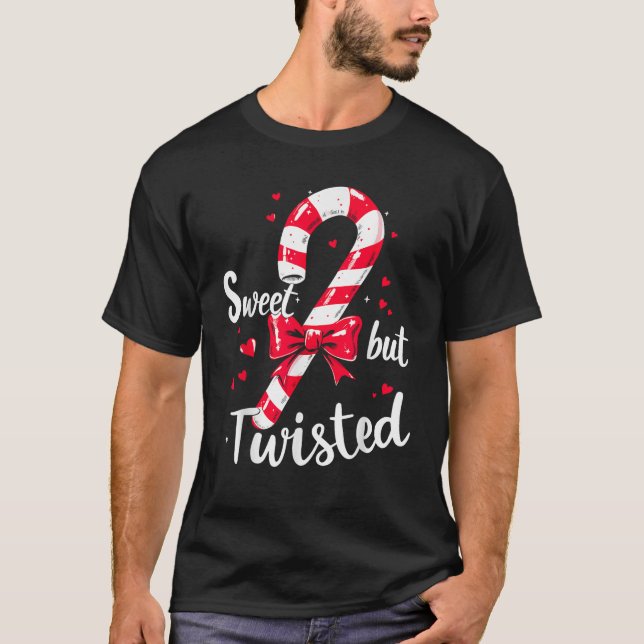 Sweet But Twisted Candy Cane Christmas Xmas Adult  T-Shirt (Vorderseite)