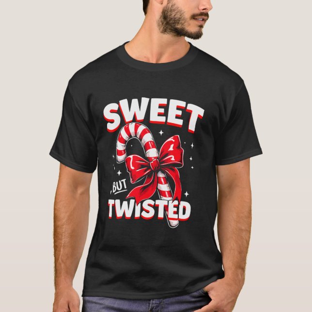 Sweet But Twisted Candy Cane Christmas Xmas Adult  T-Shirt (Vorderseite)