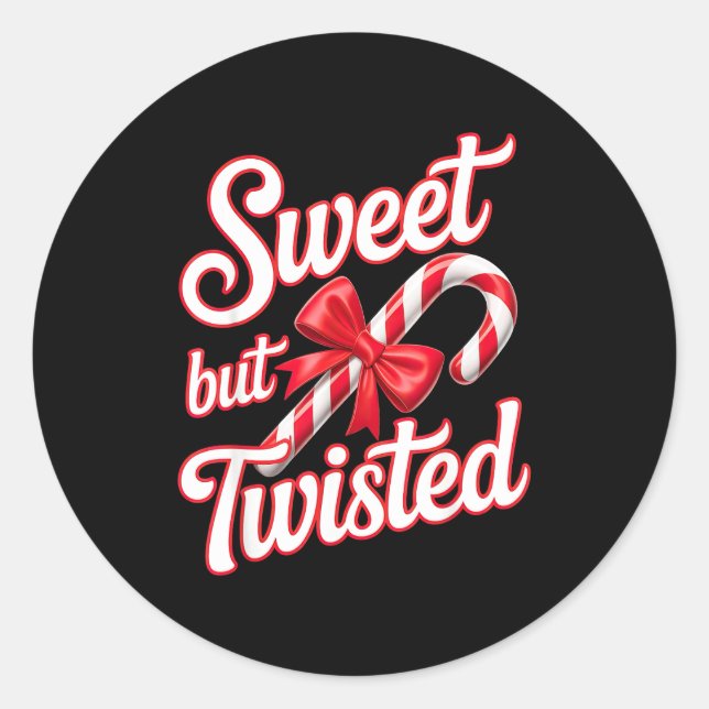 Sweet But Twisted Candy Cane Funny Christmas  Runder Aufkleber (Vorderseite)