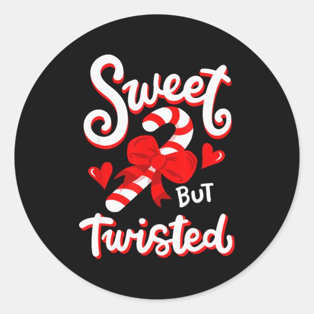 Sweet But Twisted Funny Christmas Candy Cane Xmas  Runder Aufkleber (Vorderseite)
