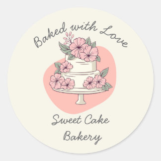 Sweet Cake Bakery Baked with love Runder Aufkleber