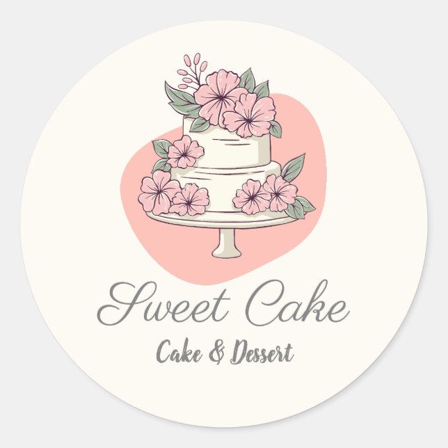 Sweet Cake Bakery Cake & Dessert Logo Runder Aufkleber (Vorderseite)