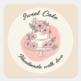 Sweet Cake Bakery Logo Quadratischer Aufkleber