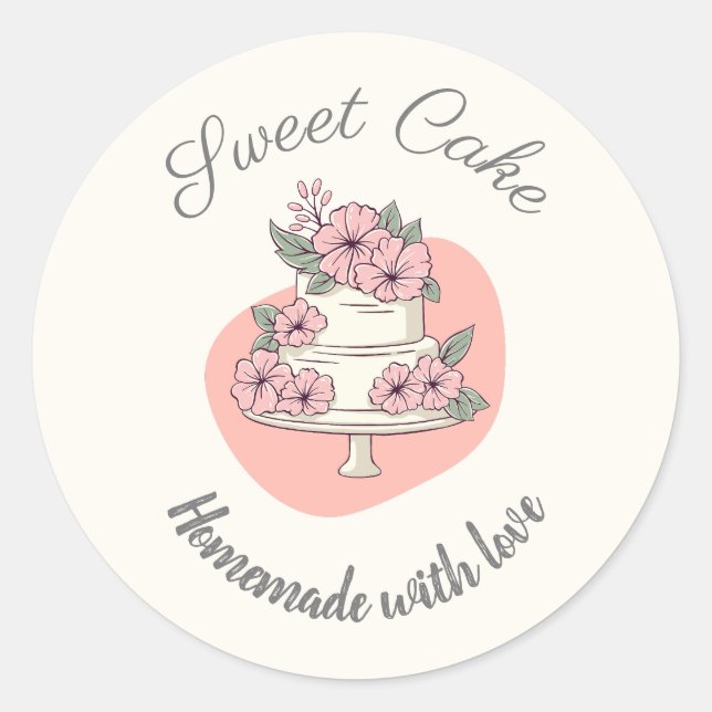 Sweet Cake Bakery Logo Runder Aufkleber (Vorderseite)