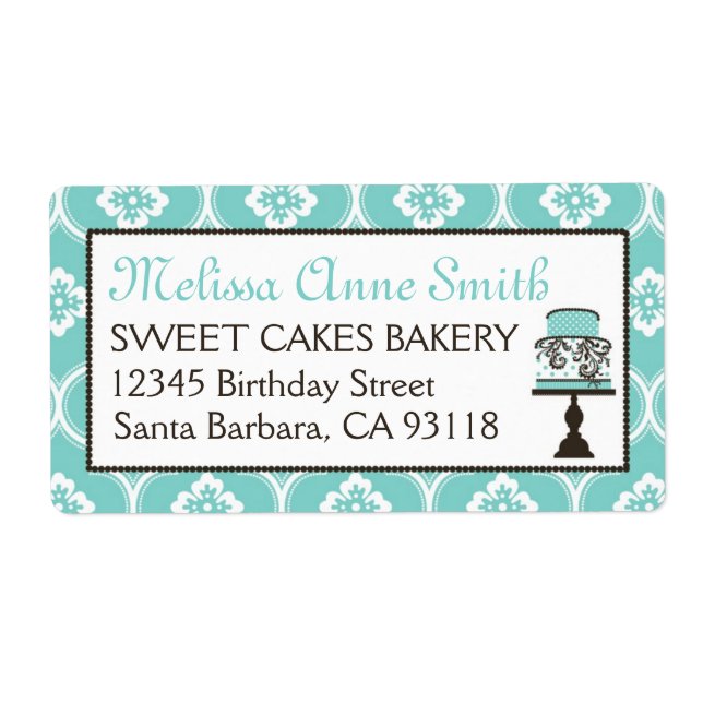 Sweet Cake Business Shipping Label Turq (Vorne)