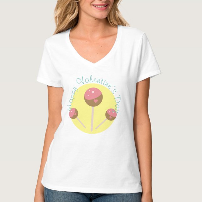 Sweet Cake Pop Valentines Pink T-Shirt (Vorderseite)