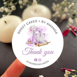 Sweet Cakes Lila Danke Runder Aufkleber