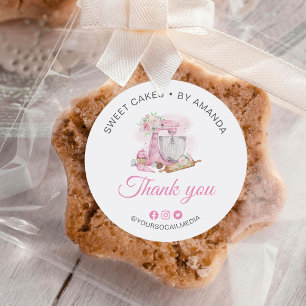 Sweet Cakes Pink Danke Runder Aufkleber