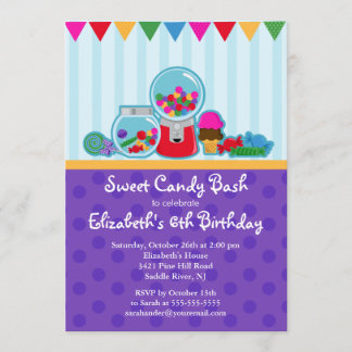 Sweet Candy Bash Girl zum Geburtstag Einladung