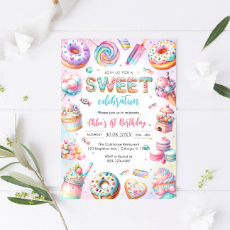 Sweet Candy Birthday Party Invitation Einladung