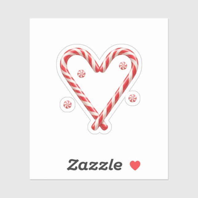 Sweet Candy Cane Heart Christmas Love  Aufkleber (Blatt)