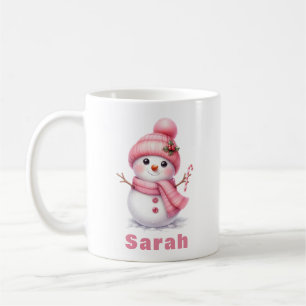 Sweet Candy Cane Pink Snowman Weihnachten Kaffeetasse