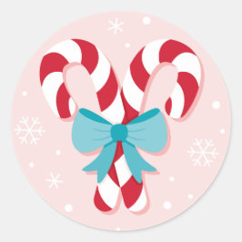 Sweet Candy Canes and Bows Weihnachten Runder Aufkleber