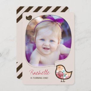 Sweet Candy Damask Chick Girl Einladung zum 1. Geb