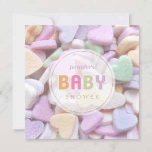 Sweet Candy Hearts Neutral Baby Dusche Einladung