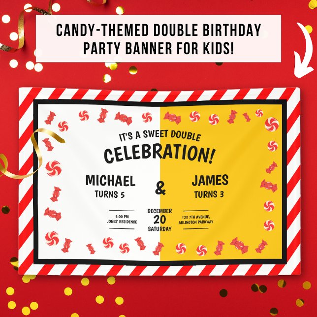 Sweet Candy Kids Double Birthday Custom Banner (Von Creator hochgeladen)