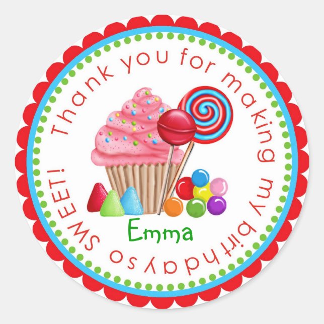 Sweet Candy Land Cupcake Lollipop Stickers (Vorderseite)