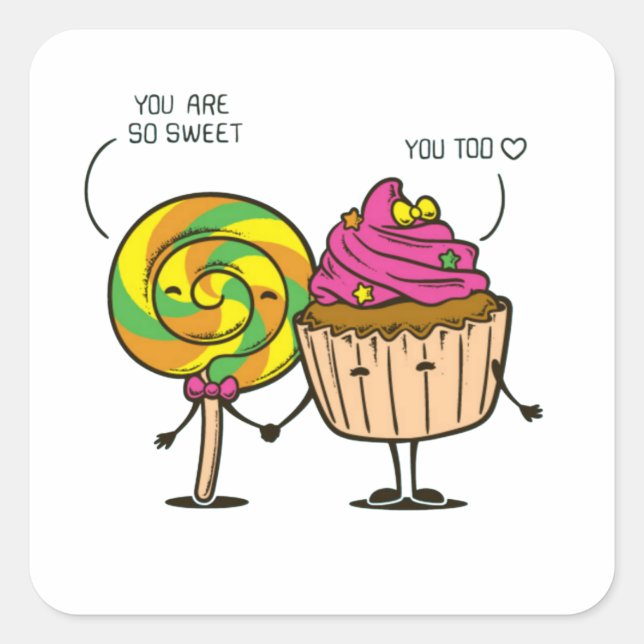 Sweet Candy Quadratischer Aufkleber (Vorderseite)