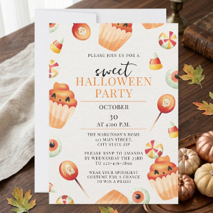 Sweet Candy Watercolor Halloween-Party Einladung
