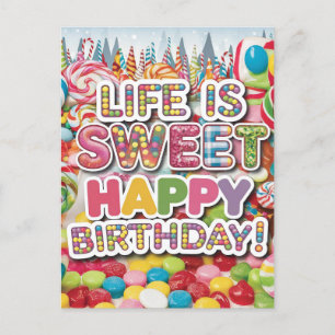 Sweet Candyland Birthday Design - Spaß & Farben Postkarte