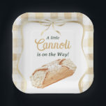 Sweet Cannoli Neutral Beige Italian Baby Shower Pappteller<br><div class="desc">Planning a Little Cannoli Baby Shower? This adorable Italian themed baby shower Shower Paper Plates features watercolor cannoli pastries and a sweet bakery aesthetic. Perfect for a Sweet Little Cannoli Is on the Way celebration.</div>